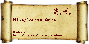 Mihajlovits Anna névjegykártya